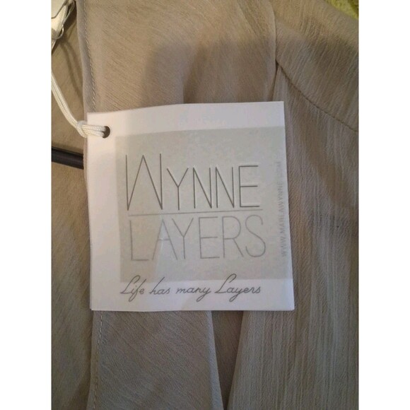 WYNNE LAYERS Marla NWT Sheer Pin-tuck Edge Cream Topper Jacket Top Size Large - Picture 5 of 8